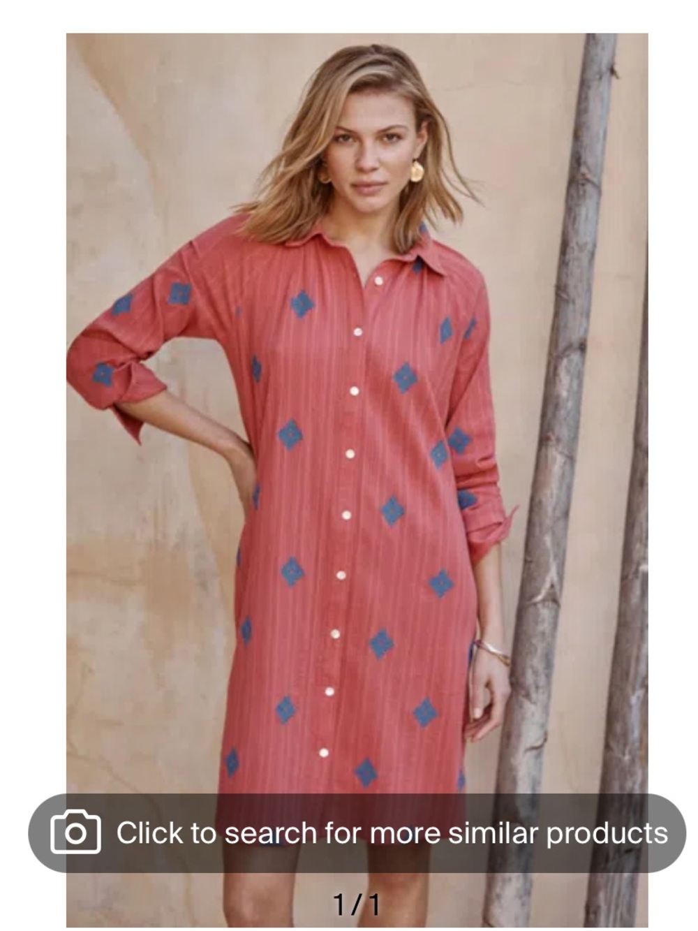 J Jill Embroidered Shirtdress Coral Reef Blue Lake Midi Dress Size XL